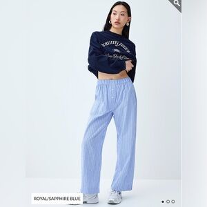 Twik Blue Checked two-button straight-leg pant 100% cotton